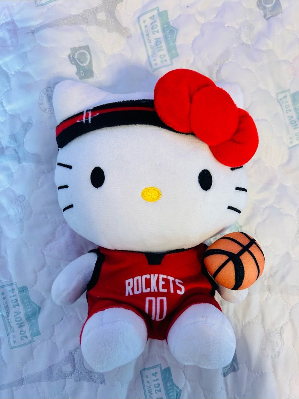 LIMITED EDITION Hello Kitty x HTX Rockets Toy - Red/White Basketball Plush